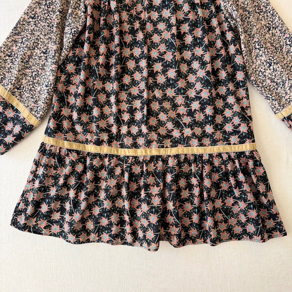 Entro Boho Floral Mixed Print Babydoll Tunic Dress Large Boutique - Picture 10 of 11